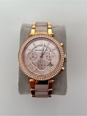 Michael Kors MK5896 Rose Gold Watch | Crystal Bezel | 10 ATM | Needs Battery